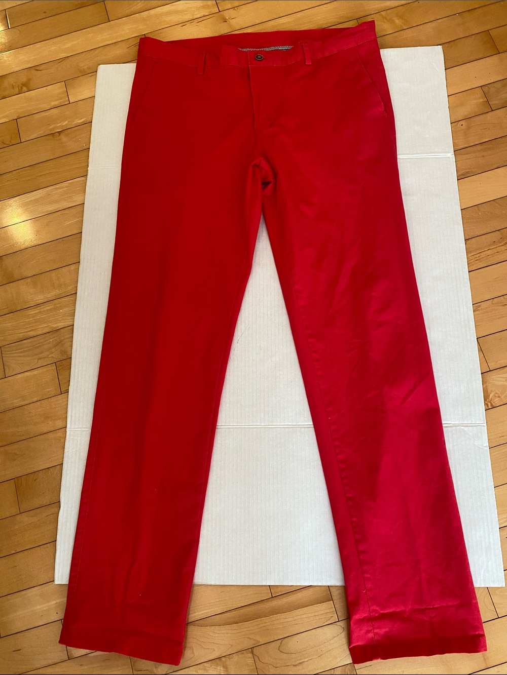 European brand in Raspberry Red Slim Cotton Mix Chino Pants Size Euro 48/US 16 - Picture 3 of 16